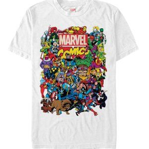 Marvel Super Hero Graphic Print Short Sleeve Tee Shirt White M